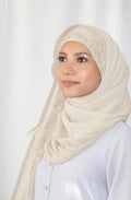 Premium Beaded Chiffon Hijabs Vanilla Cream